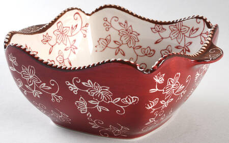 Floral Lace Cranberry 1 Qt Square Bake & Serve Bowl