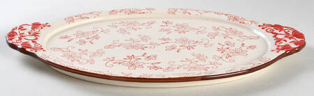 Floral Lace Cranberry 13" Oval Lid-It (Trivet,Tray,Baker Lid)