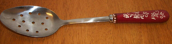 Floral Lace Cranberry Pierced Tablespoon (Serving Spoon)