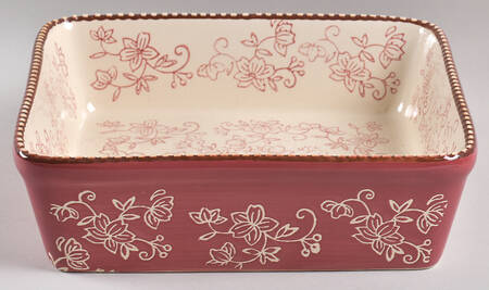 Floral Lace Cranberry 9" Square Baker