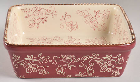 Floral Lace Cranberry 8" Square Baker
