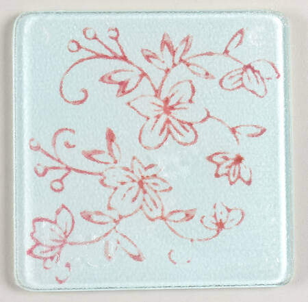 Floral Lace Cranberry 6" Glass Trivet for Square Baker by Temp-Tations