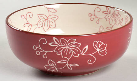 Floral Lace Cranberry Soup/Cereal Bowl by Temp-Tations