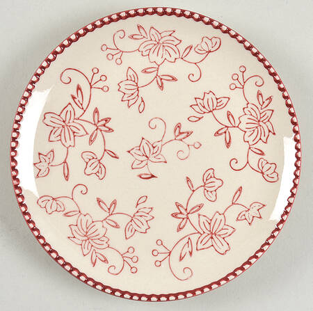 Floral Lace Cranberry Coupe Bread & Butter Plate