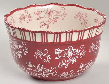 Floral Lace Cranberry 7" Nesting Bowl by Temp-Tations