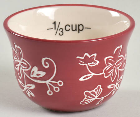 Floral Lace Cranberry 1/3 Cup Measuring Cup by Temp-Tations