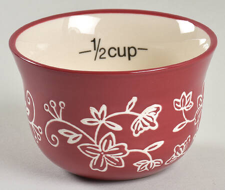 Floral Lace Cranberry 1/2 Cup Measuring Cup by Temp-Tations