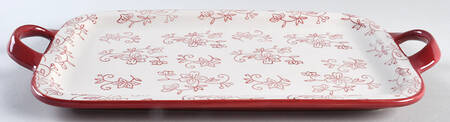 Floral Lace Cranberry 14" Handled Tray by Temp-Tations