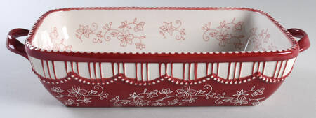 Floral Lace Cranberry 12" Rectangular Baker