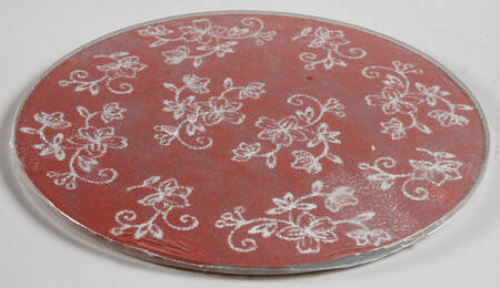 Floral Lace Cranberry 7" Round Glassware Trivet