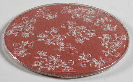 Floral Lace Cranberry 5" Round Glassware Trivet