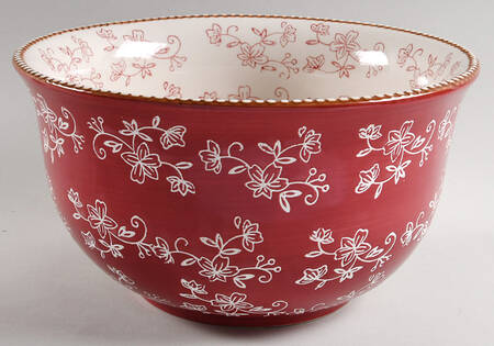 Floral Lace Cranberry Punch Bowl