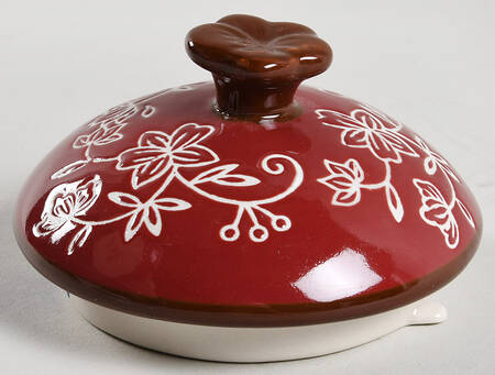 Floral Lace Cranberry Lid for Teapot