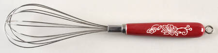 Floral Lace Cranberry Utensil Wisk with Ceramic Handle