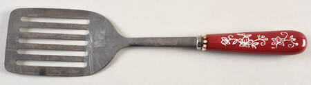 Floral Lace Cranberry Metal Slotted Spatula
