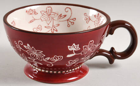 Floral Lace Cranberry Cup for Individual Teapot & Lid with Cup by Temp-Tations
