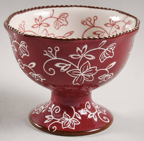 Floral Lace Cranberry Footed Dessert Bowl