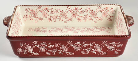 Floral Lace Cranberry 15" Rectangular Baker
