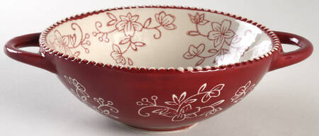 Floral Lace Cranberry Individual Handled Wok Bowl by Temp-Tations