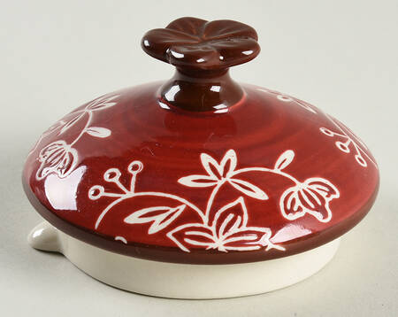 Floral Lace Cranberry Teapot Lid for Individual Teapot with Cup by Temp-Tations