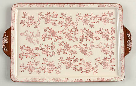 Floral Lace Cranberry 15" Rectangular Tray by Temp-Tations