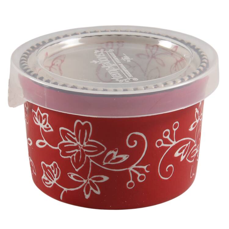 Floral Lace Cranberry Ramekin & Plastic Lid (RAMM1) by Temp-Tations