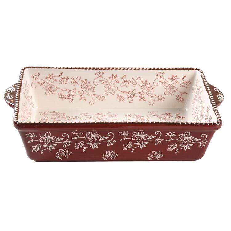 Floral Lace Cranberry 13'' Rectangular Baker