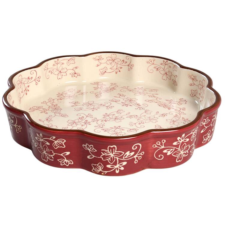 Floral Lace Cranberry 10" Quiche by Temp-Tations