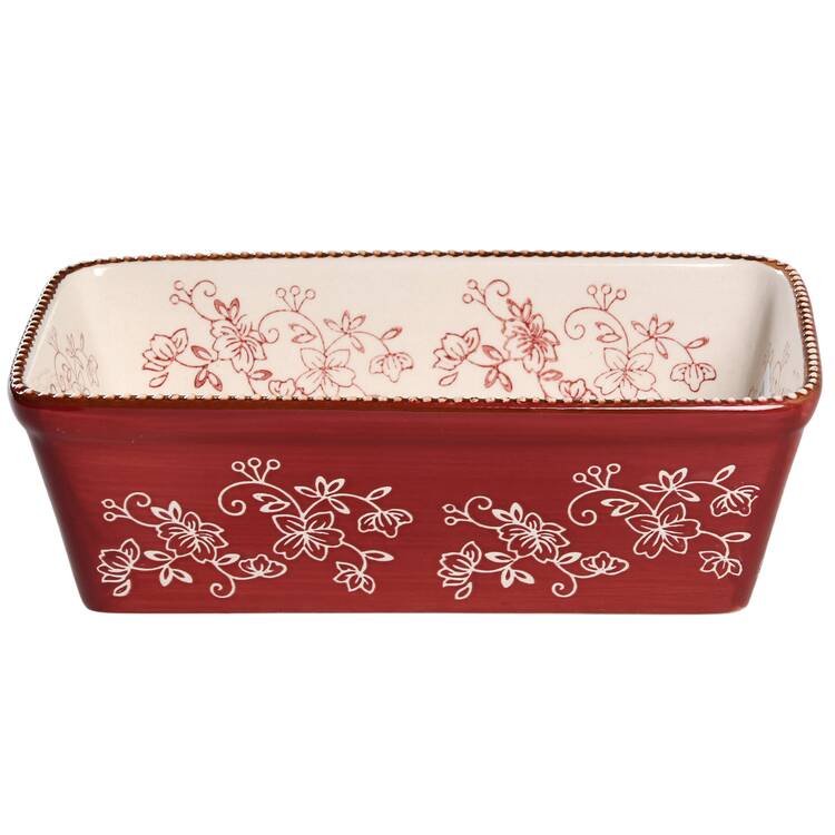 Floral Lace Cranberry Loaf Pan by Temp-Tations