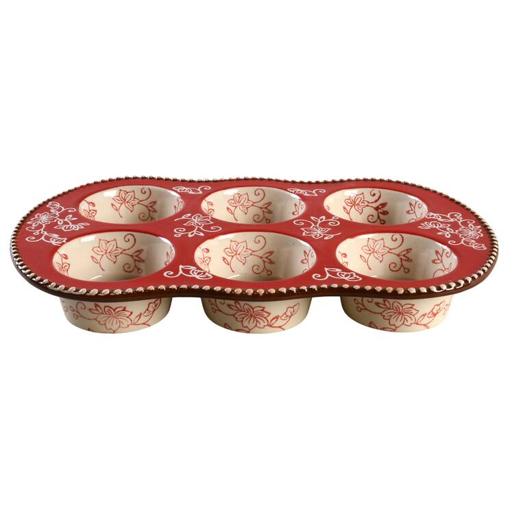 Floral Lace Cranberry Muffin Pan (Holds 6 Muffins)