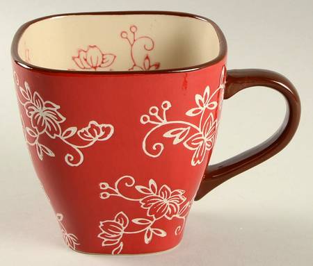 Floral Lace Cranberry Square Mug by Temp-Tations
