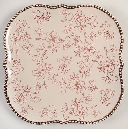 Floral Lace Cranberry Square Salad Plate