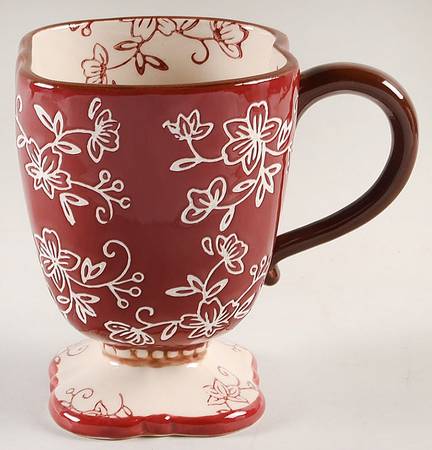 Floral Lace Cranberry Square Mug by Temp-Tations