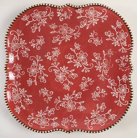 Floral Lace Cranberry Square Dinner Plate