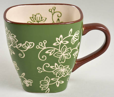 Floral Lace Green Square Mug by Temp-Tations
