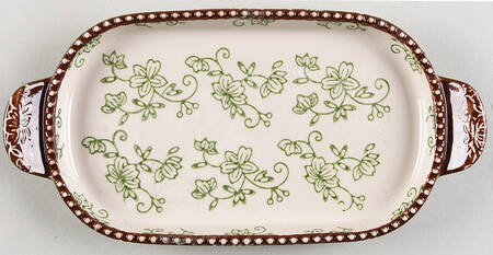 Floral Lace Green 8" Oval Lid-It (Trivet,Tray,Baker Lid) by Temp-Tations
