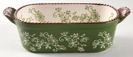 Floral Lace Green 8" Oval Individual Baker