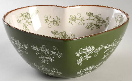 Floral Lace Green 9" Heart Shaped Bowl