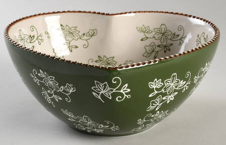Floral Lace Green 8" Heart Shaped Bowl