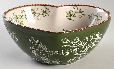 Floral Lace Green 7" Heart Shaped Bowl