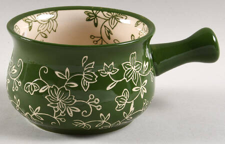 Floral Lace Green One Stick Handled Soup/Snack Bowl (use with SNTR11)