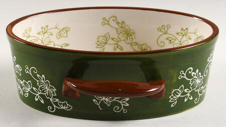 Floral Lace Green 16 Oz Oval Individual Casserole No Lid