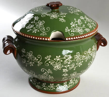 Floral Lace Green Tureen &  Lid