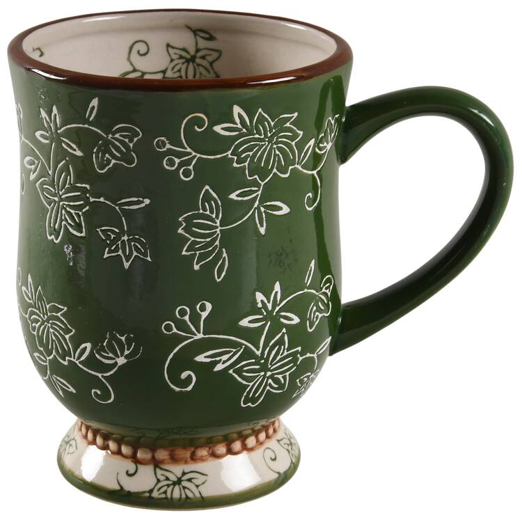 Floral Lace Green Footed Mug (No Lid-It or Spoon)
