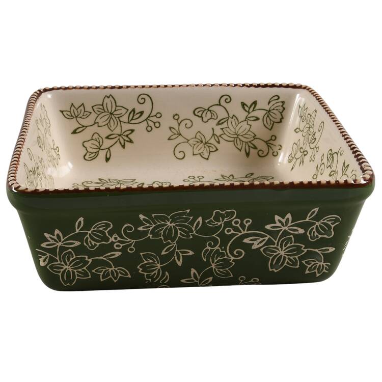 Floral Lace Green 8" Square Baker