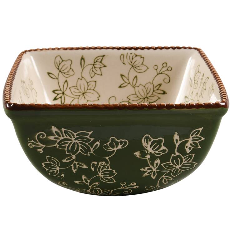 Floral Lace Green 6" Square Mixing Bowl