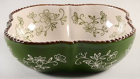 Floral Lace Green Square Soup Bowl by Temp-Tations