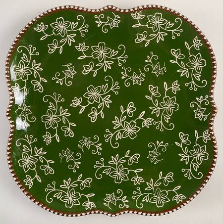 Floral Lace Green Square Dinner Plate