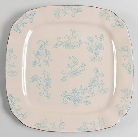 Floral Lace Light Blue Square Dinner Plate