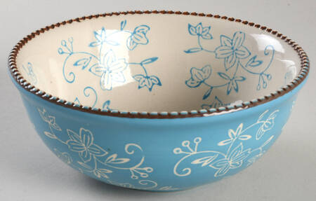Floral Lace Light Blue Soup/Cereal Bowl by Temp-Tations